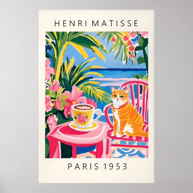 Impression artistique sur chat roux Matisse Café (Devant)