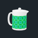 Impression atomique moderne du milieu du siècle -<br><div class="desc">Motif géométrique moderne "atomique" du milieu du siècle de cernes elliptiques concentriques - vert jade pâle,  bleu paon et cobalt sur un arrière - plan vert jade profond</div>