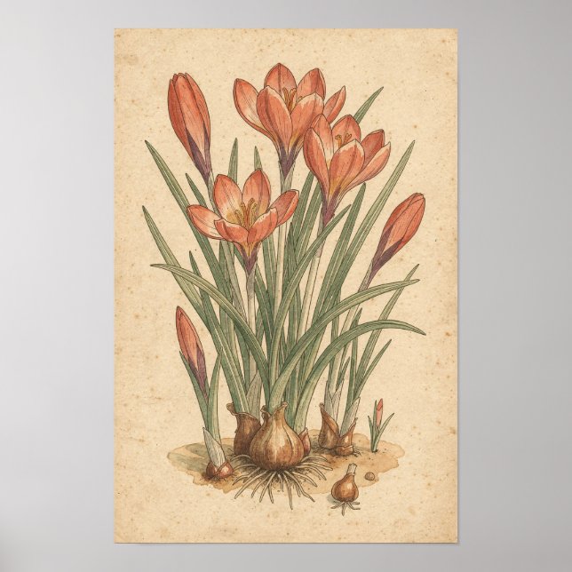 Impression botanique de crocus | Étude de fleurs p (Devant)