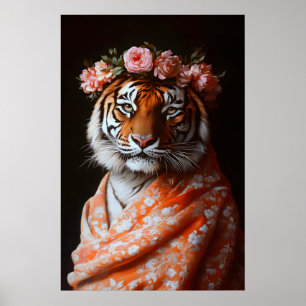 Impression botanique de tigre, animal modifié