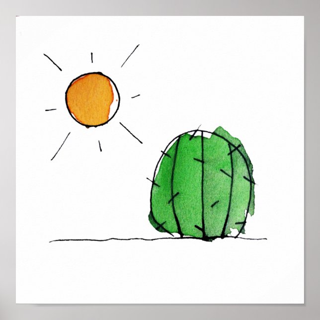Impression Cactus et Sun Watercolor (Devant)