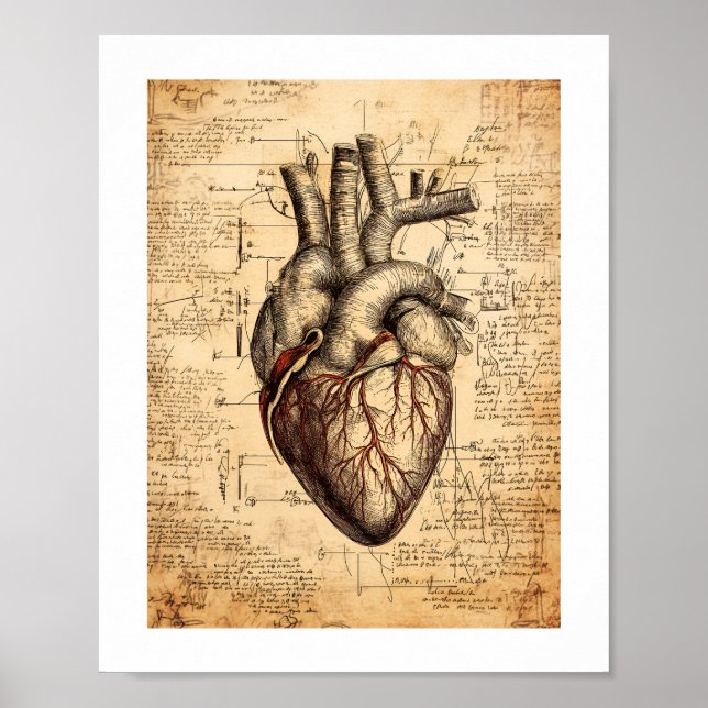 Impression cardiaque vintage, papier d'affiche de  (Devant)