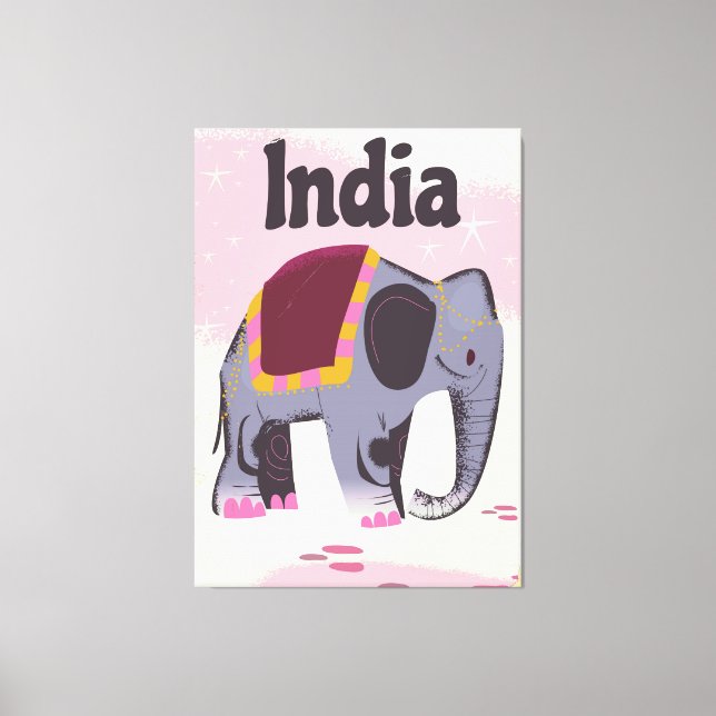Impression d'affiche de voyage d'Indian Elephant. (Recto)