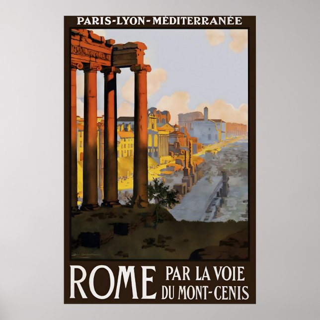 Impression d'affiche de voyage sur Rome vintage, P (Devant)