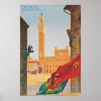 Impression d'affiche de voyage vintage Sienne Ital