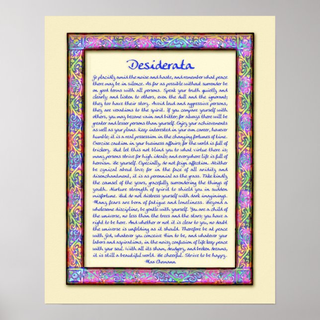 Impression d'affiche Desiderata (Devant)