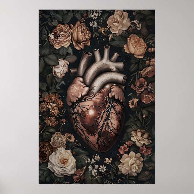Impression d'anatomie de cœur floral, gothique méd (Devant)