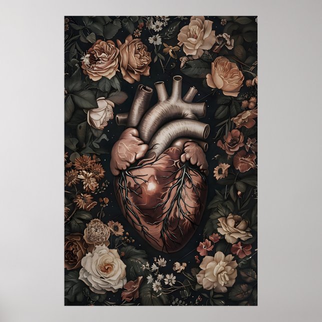 Impression d'anatomie de cœur floral, gothique méd (Devant)