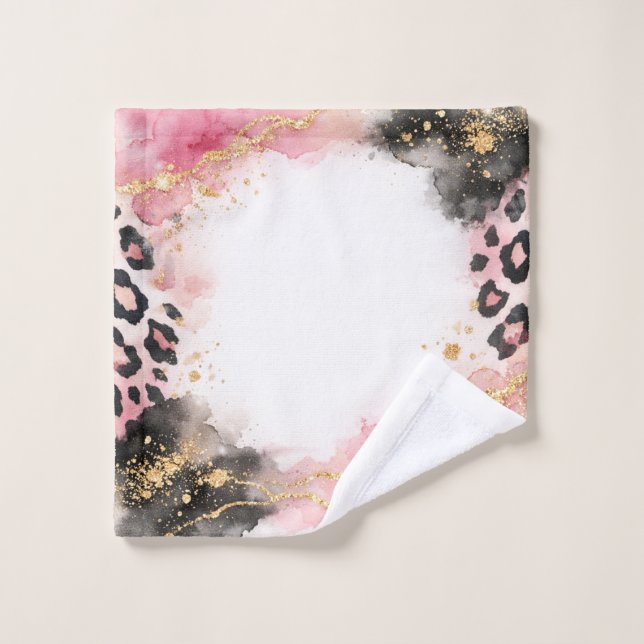 Impression d'animal boho rose, or noir agate or Ar (Gant de toilette)