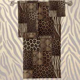 Impression d'animaux africains de luxe Brun Faux
