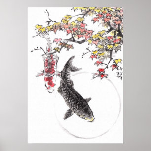 Impression d'aquarelle chinoise LinLi - Poisson KO