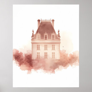 Impression d'architecture à l'aquarelle du Château