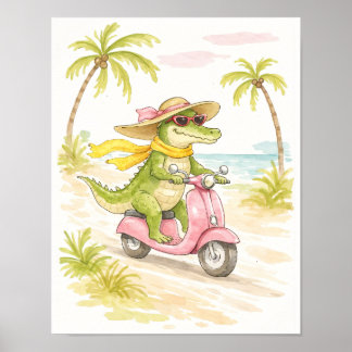 Impression d'art à l'aquarelle de crocodile de pla