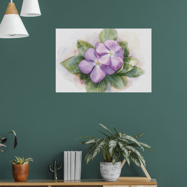 Impression d'art à l'aquarelle de fleurs violettes (Salon 1)