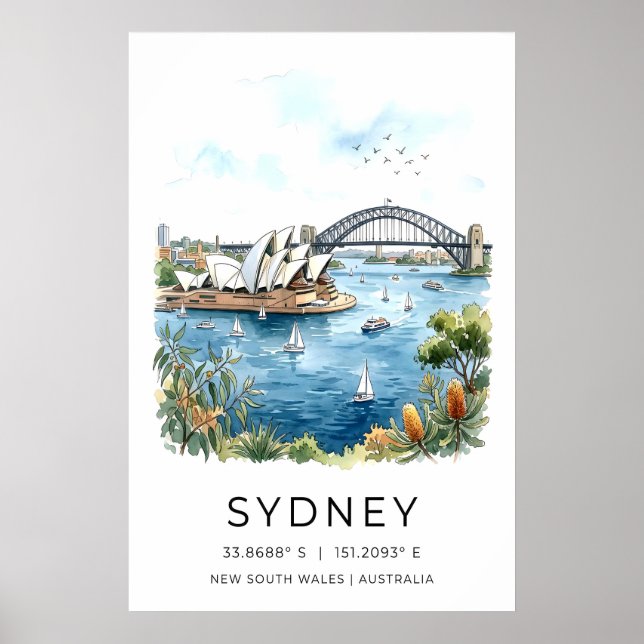 Impression d'art à l'aquarelle Sydney Harbor à l'a (Devant)