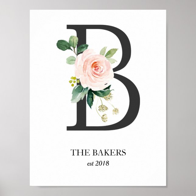 Impression d'art à monogramme, Lettre B, Mariage,  (Devant)