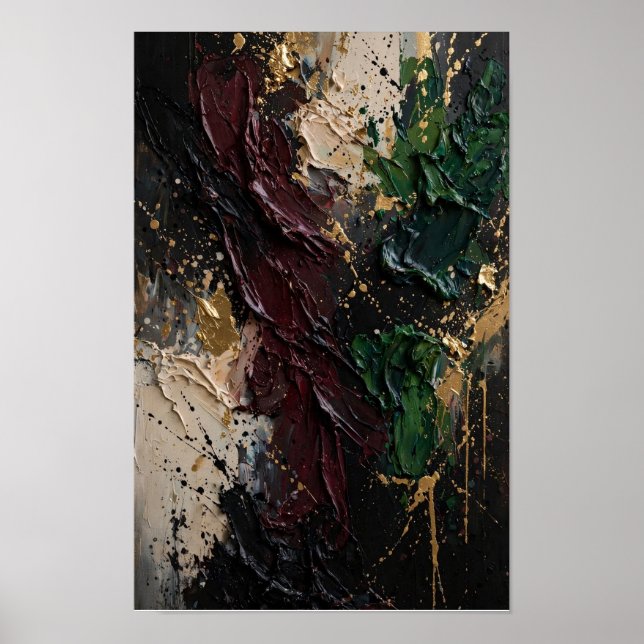 Impression d'art abstrait Burgundy Midnight Gold (Devant)