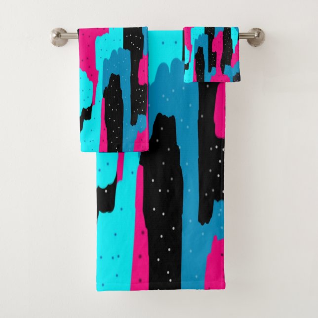 Impression d'art Abstrait rose, noir et bleu   (En situation)