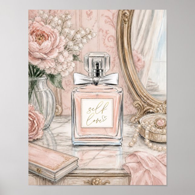 Impression d'art aquarelle de flacon de parfum d'a (Devant)