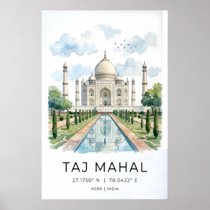 Impression d'art aquarelle majestueuse du Taj Maha