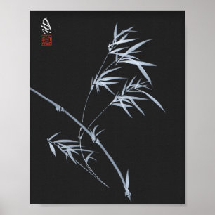Impression d'art au pinceau chinois Bambou argenté