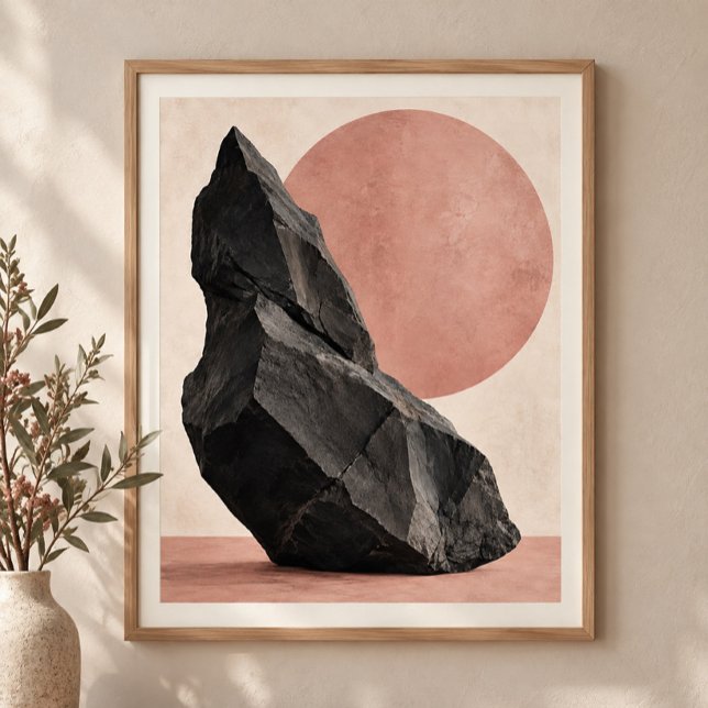 Impression d'art Basalte et Rose (Styled display of Basalt and Rose Art Print. Frame, mat and furnishings shown for illustration; select framing options separately.)