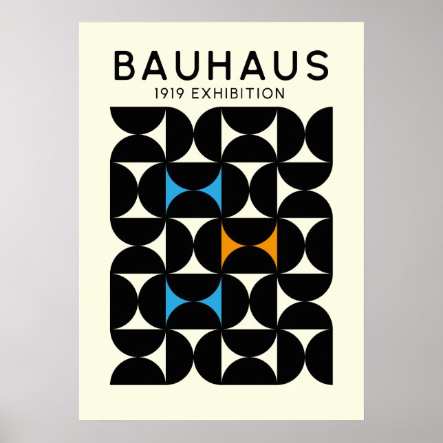 Impression d'art Bauhaus Grille Géométrique Noir 1 (Devant)