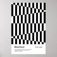 Impression d'art Bauhaus noir blanc en grille rayé