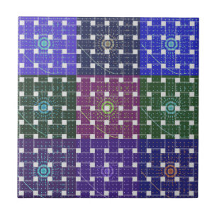 Impression d'art bleu et violet à carreaux
