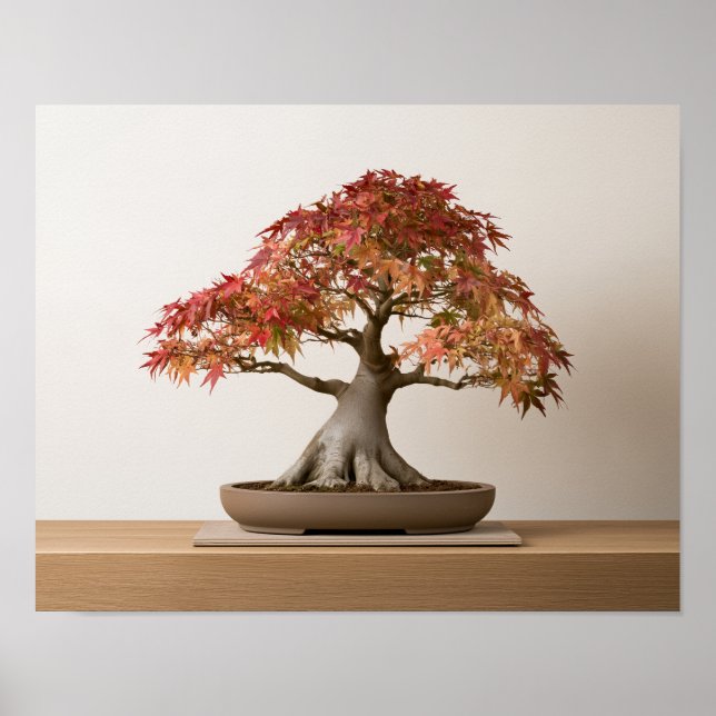 Impression d'art Bonsaï Érable Japonais d'Automne  (Devant)