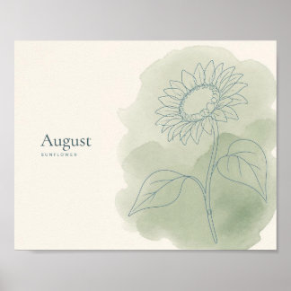 Impression d'art botanique de tournesol | Fleur d'