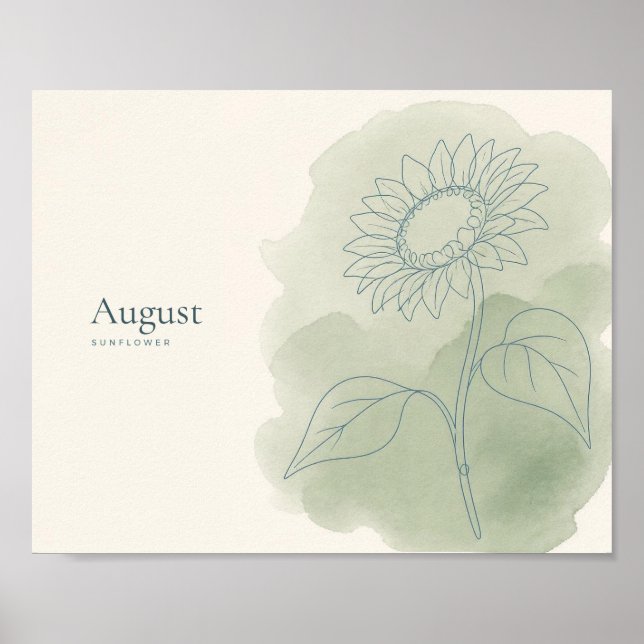 Impression d'art botanique de tournesol | Fleur d' (Devant)