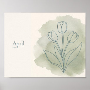 Impression d'art botanique de tulipe Fleur d'avr