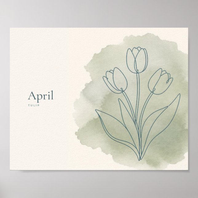 Impression d'art botanique de tulipe | Fleur d'avr (Devant)
