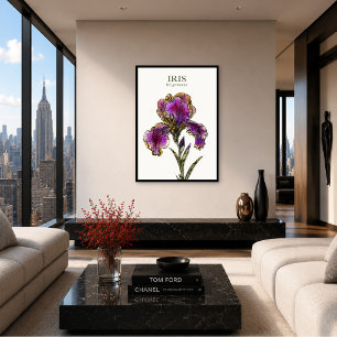 Impression d'art botanique d'Iris barbu