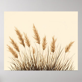 Impression d'art botanique en ligne d'herbe des Pa