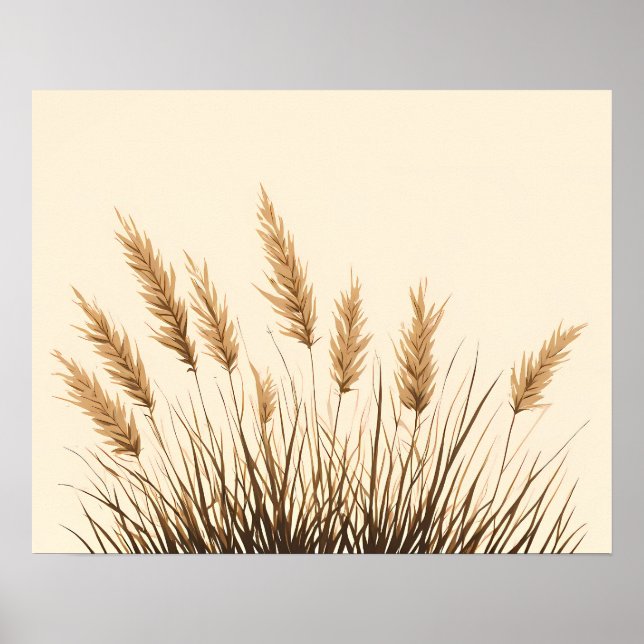 Impression d'art botanique en ligne d'herbe des Pa (Devant)