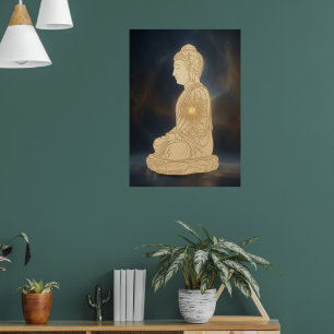 Impression d'art Bouddha doré en méditation Glo