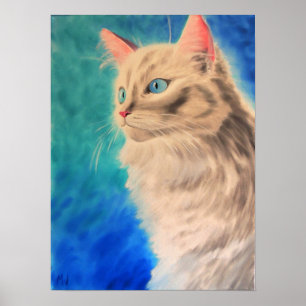 Impression d'art chat blanc