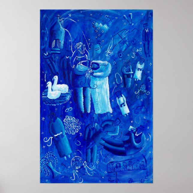 Impression d'art contemporain Mariage Bleu (Devant)