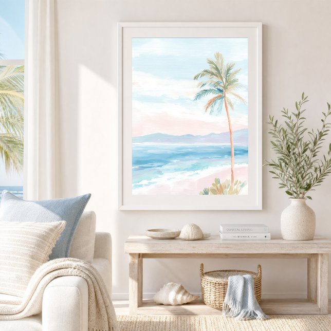 Impression d'art côtier de palmier de plage serein (Créateur téléchargé)