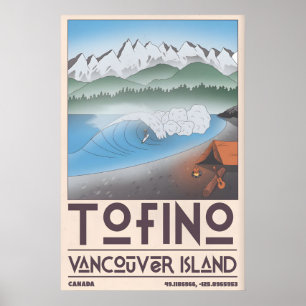 Impression d'art côtier de Tofino Surfeur, Forêt d