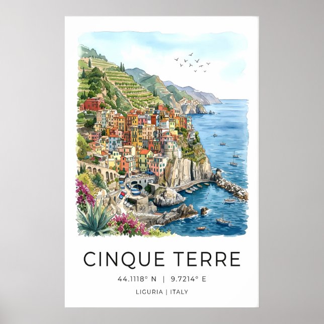 Impression d'art côtier des Cinque Terre - Port pa (Devant)