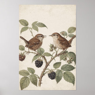Impression d'art Cottagecore de oiseaux chanteurs