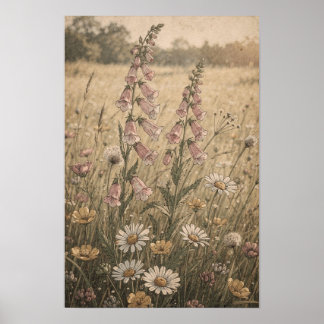 Impression d'art Cottagecore Prairie Fleurie
