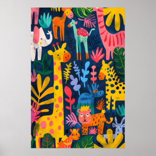 Impression d'art d'animaux de jungle inspirée de M