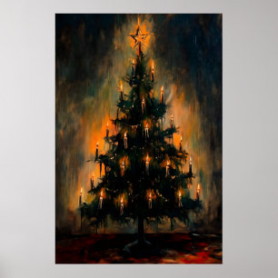 Impression d'art d'arbre de Noël vintage Dark Acad