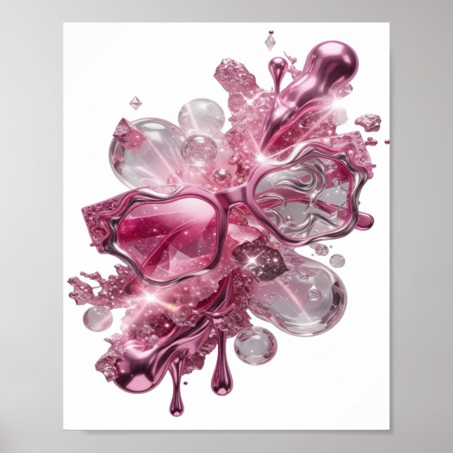 Impression d'art d'art abstrait argent dynamique v (Devant)