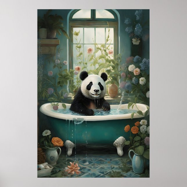 Impression d'art de bain de fleurs de Panda, Botan (Devant)