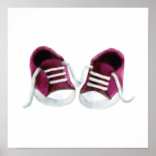 Impression d'art de baskets bébé rose, chambre de